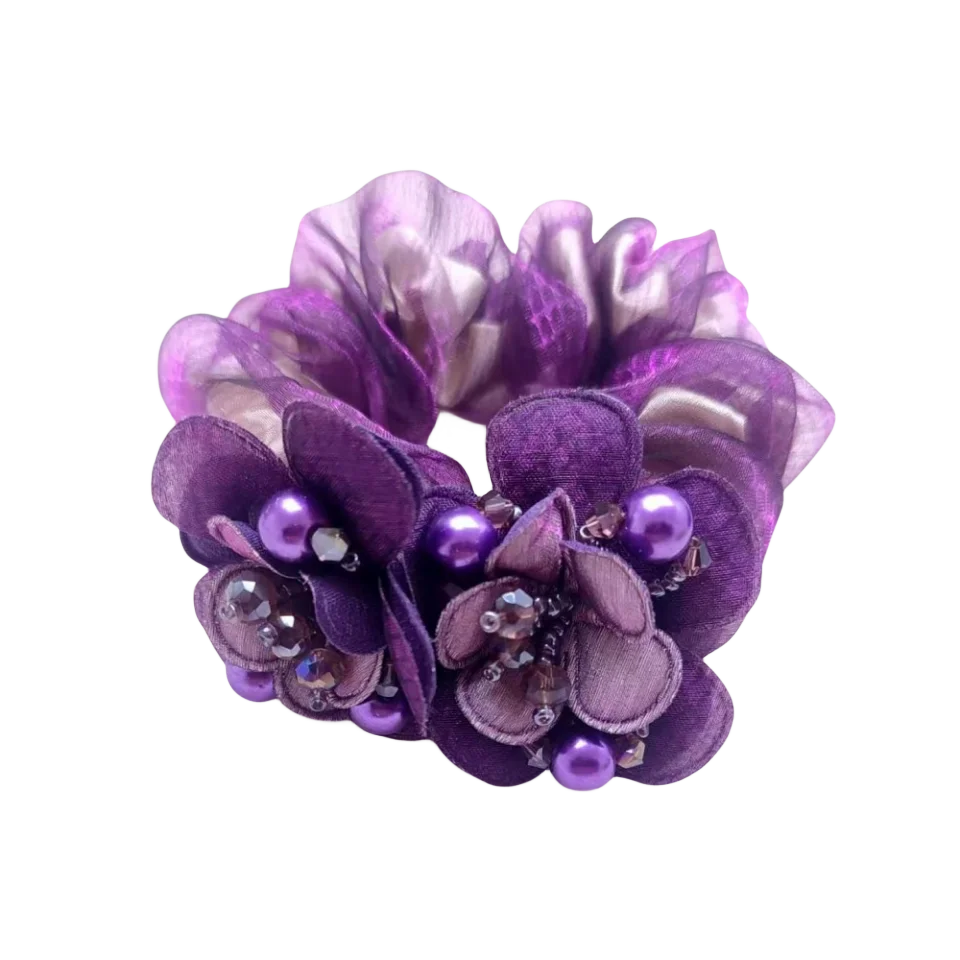 Chouchou Fleur Maille Large Élégant - Élastique Chignon Femme | MDN Store