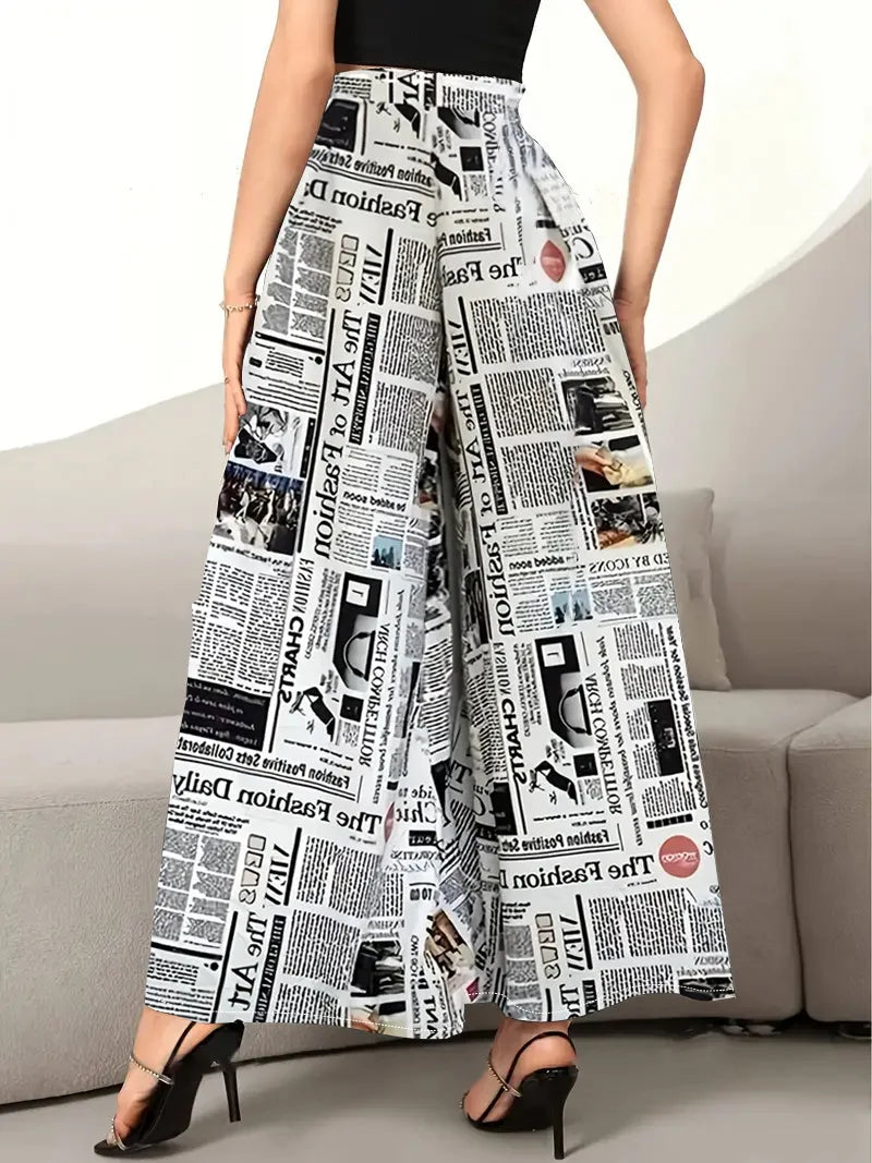 Pantalon Large Femme Imprimé 3D Street Noir | MDN Store