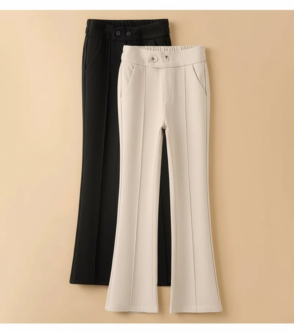 Pantalon Laine Évasé Femme Gris Clair Bureau | MDN Store