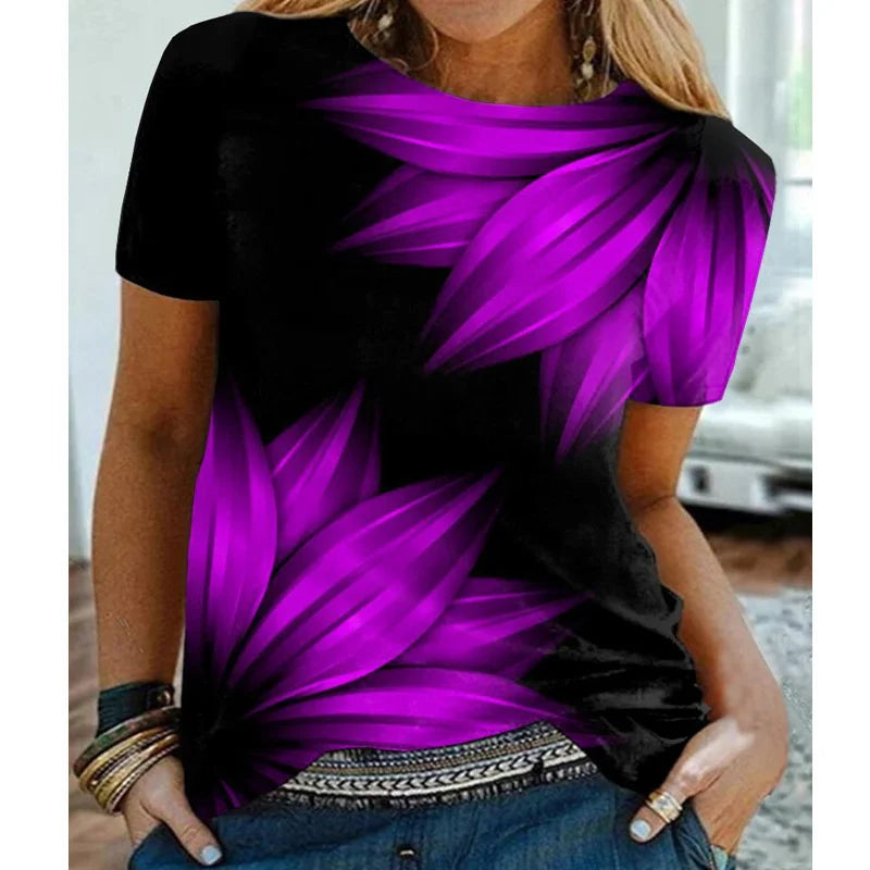 T-Chemise Fleurs Colorées 3D Oversize Femme | MDN Store