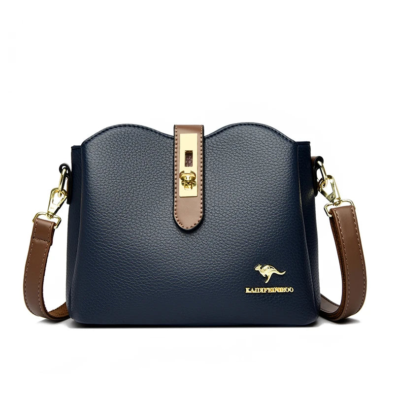 Sac à Main Femme Cuir Véritable Seau Bandoulière Trois Compartiments - MDN