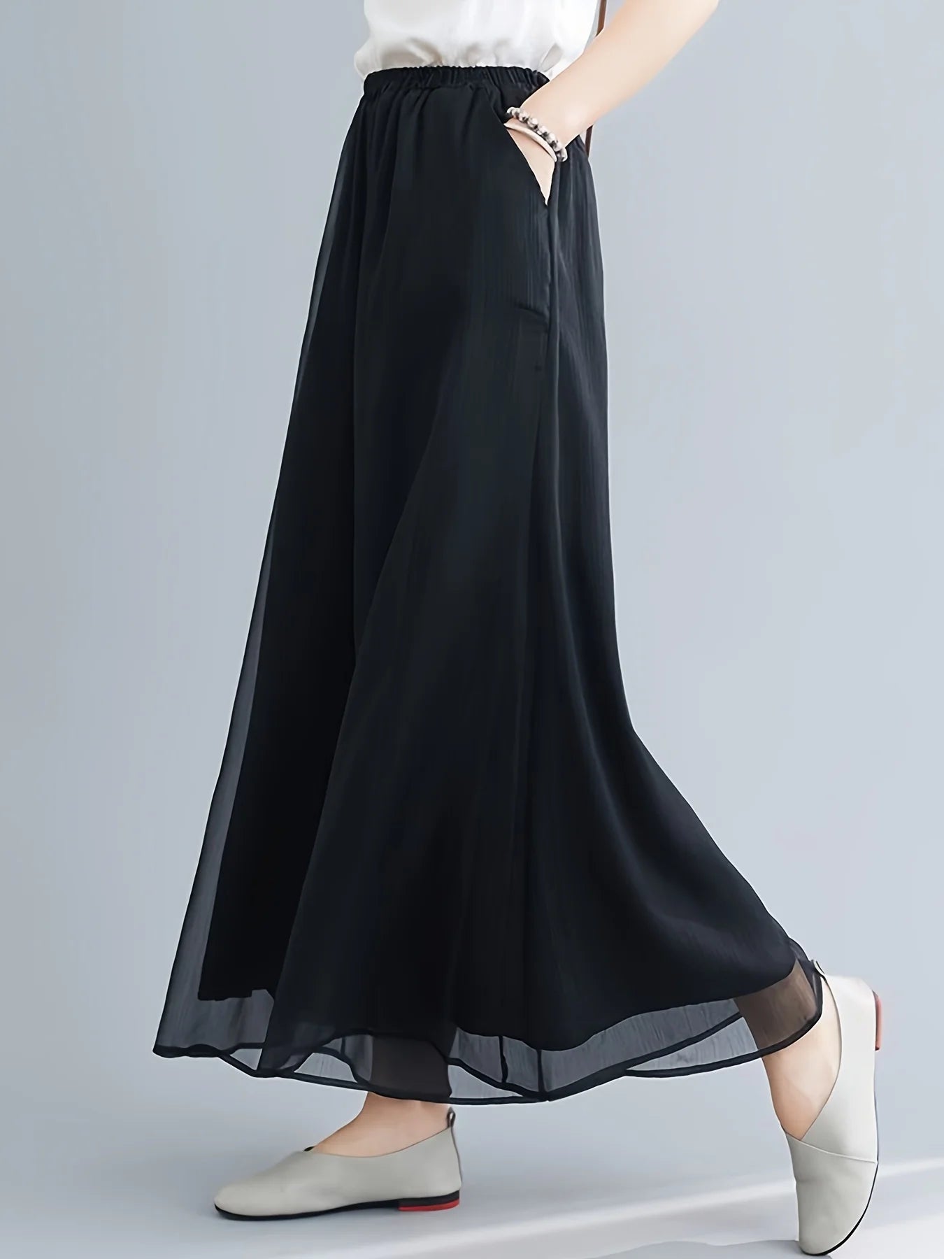 Pantalon Femme Double Couche Mousseline Bleu | MDN Store