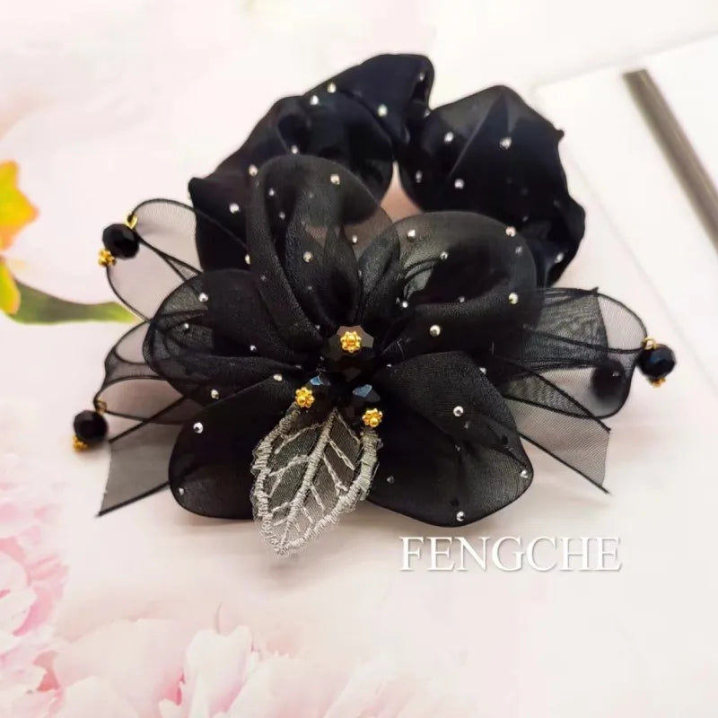 Chouchou Fleur Organza Strass | MDN Store
