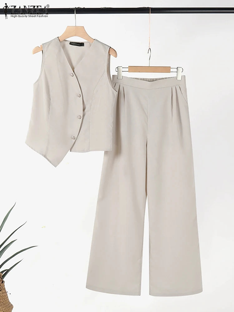 Ensemble Débardeur & Pantalon Large Bleu Bureau | MDN Store