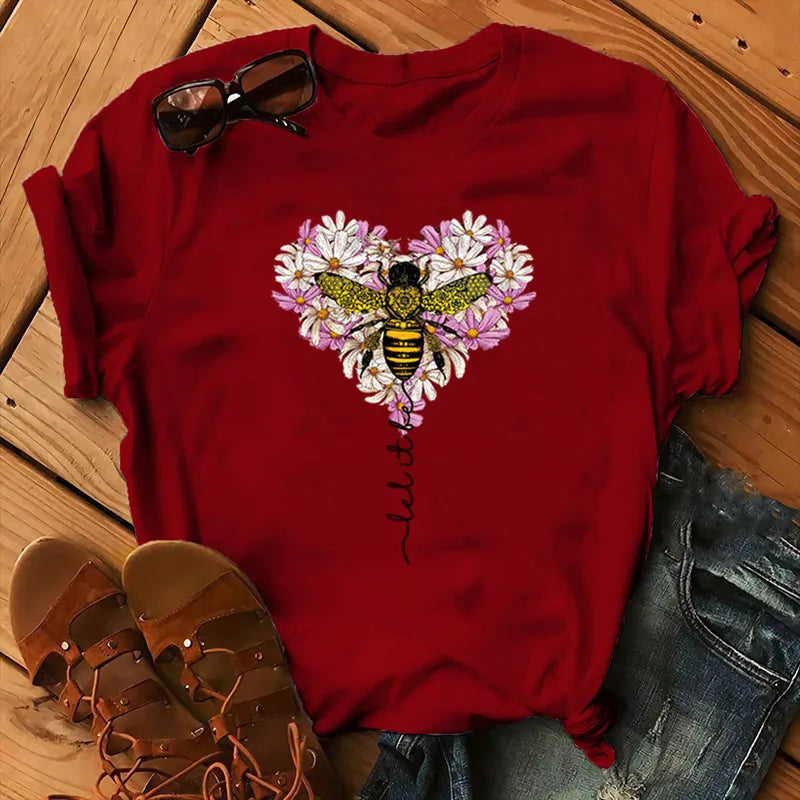 T-shirt Coton Abeille Fleurs Oversize Femme | MDN