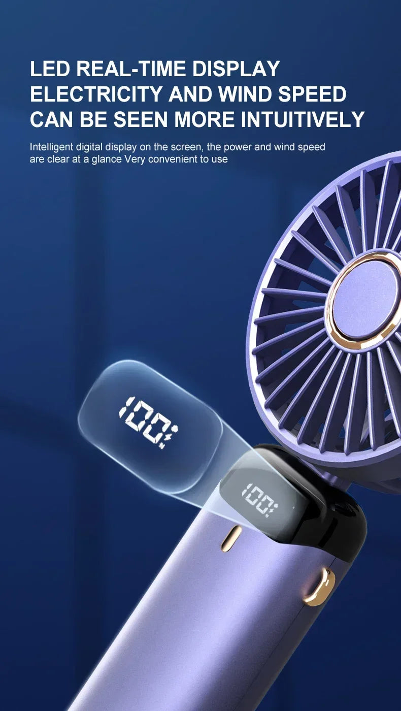 Mini Ventilateur de Cou Portable USB 5 Vitesses 1800mAh Ecran LED | MDN Store 25