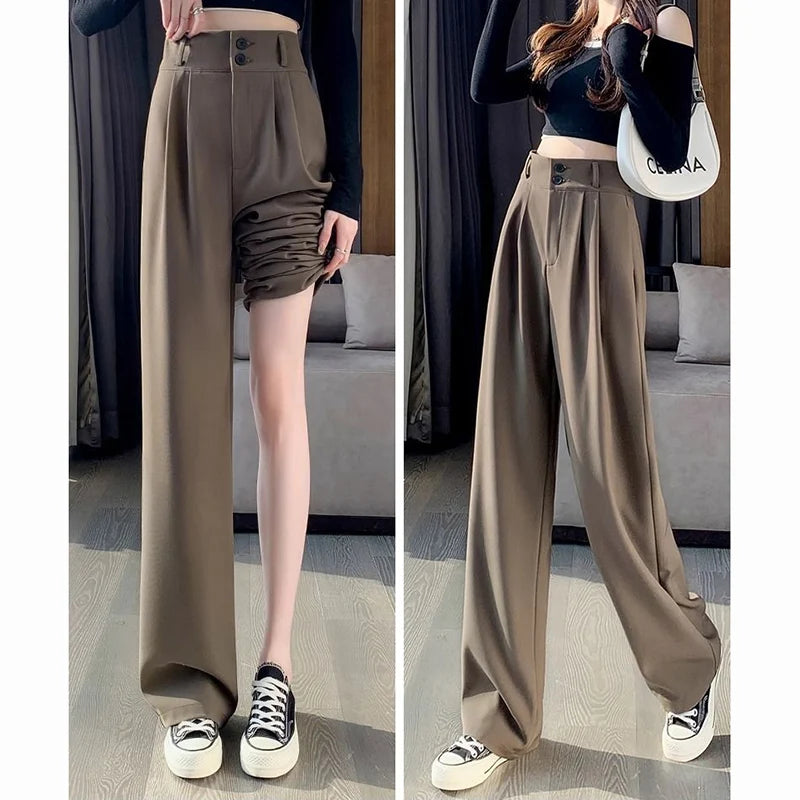 Pantalon Femme Taille Haute Droit Été Léger Costume | MDN Store