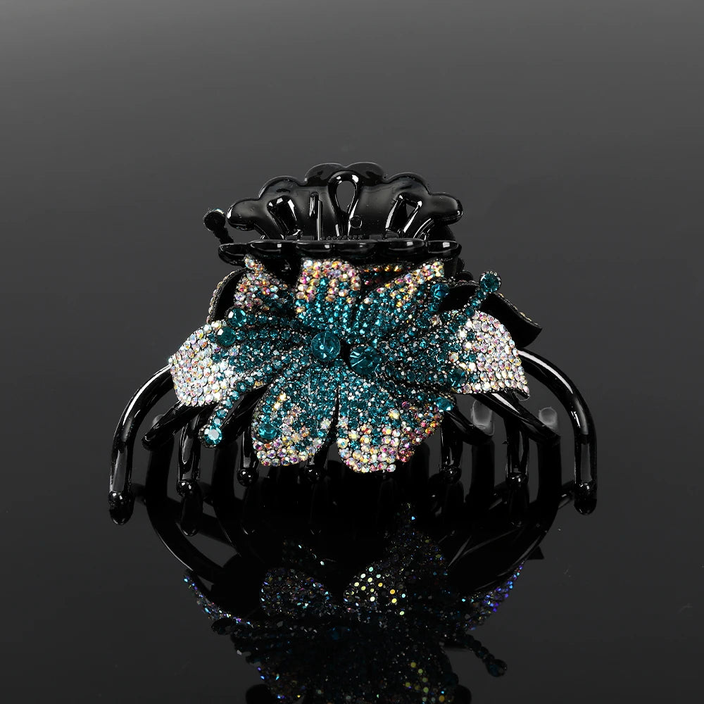 Pince Cheveux Fleur Strass Luxe Coréenne - Barrette Crabe Élégante | MDN Store