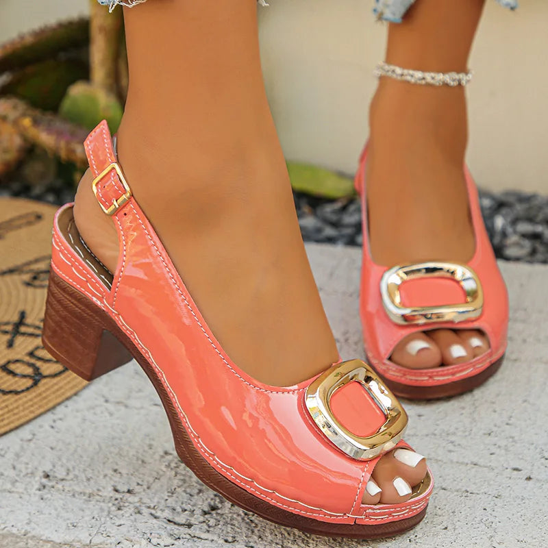 Sandales à Talons Carrés Femme Élégantes Bout Ouvert | MDN