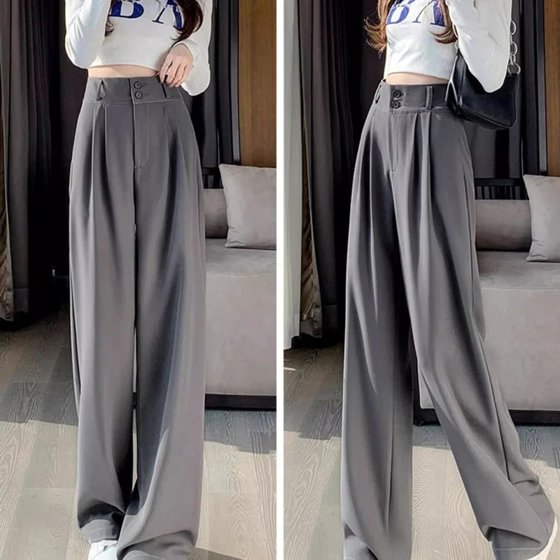 Pantalon Femme Taille Haute Droit Été Léger Costume | MDN Store