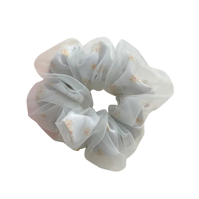 Chouchou Double Couche Organza Soie Fleur Douce - Élastique Cheveux Fille | MDN Store