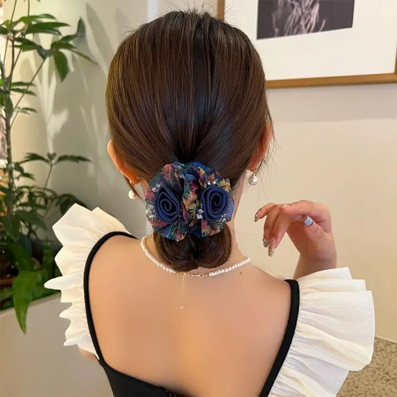 Chouchou Fleur Maille Large Élégant - Élastique Chignon Femme | MDN Store