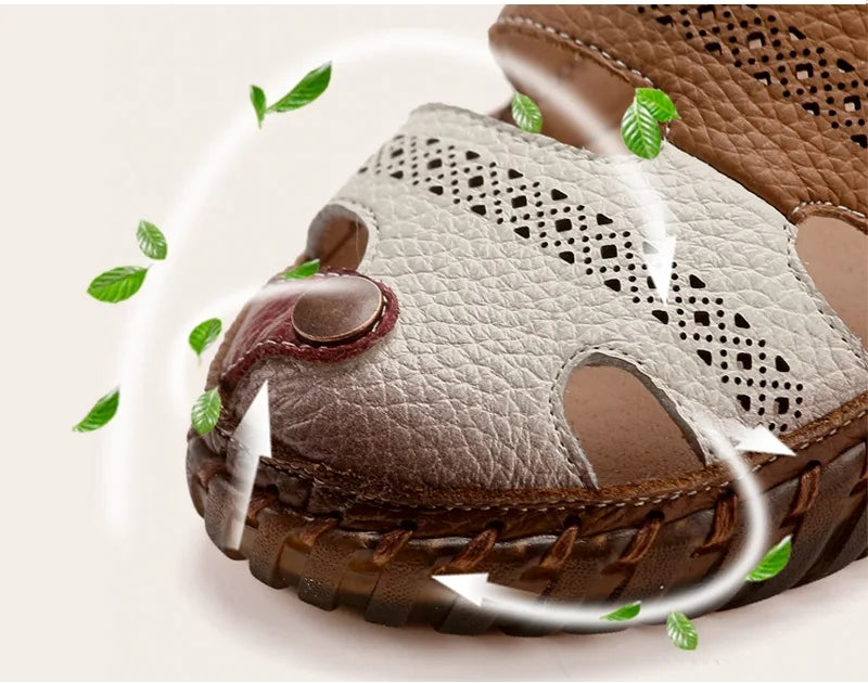 Sandales Cuir Plates Bout Fermé Lorilury | MDN Store