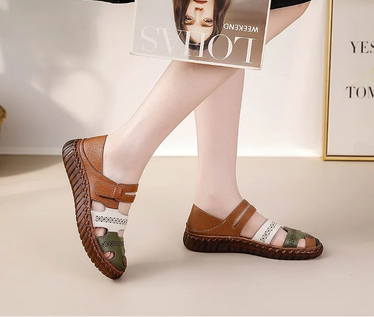 Sandales Cuir Plates Bout Fermé Lorilury | MDN Store