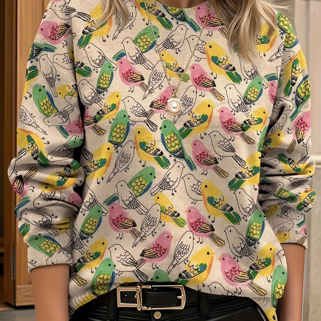 Pull Femme Floral Col Rond Manches Longues Ample 24 Coloris | MDN Store