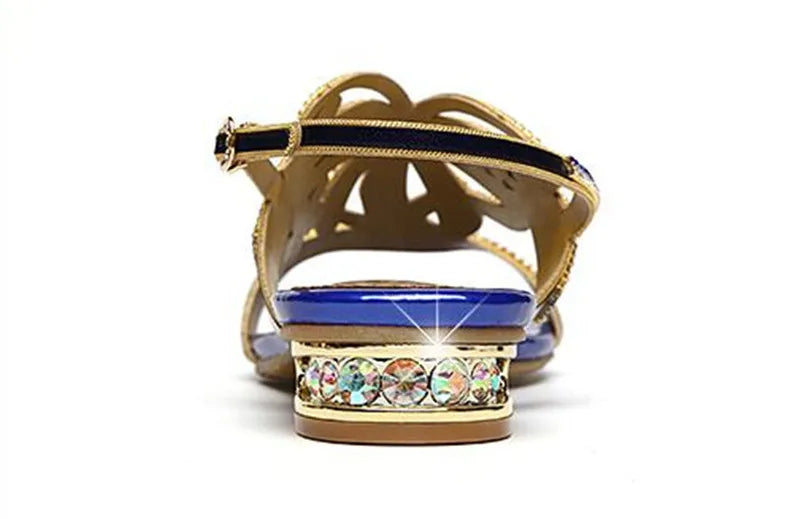 Sandales Compensées Cuir Strass Femme YAERNI | MDN Store