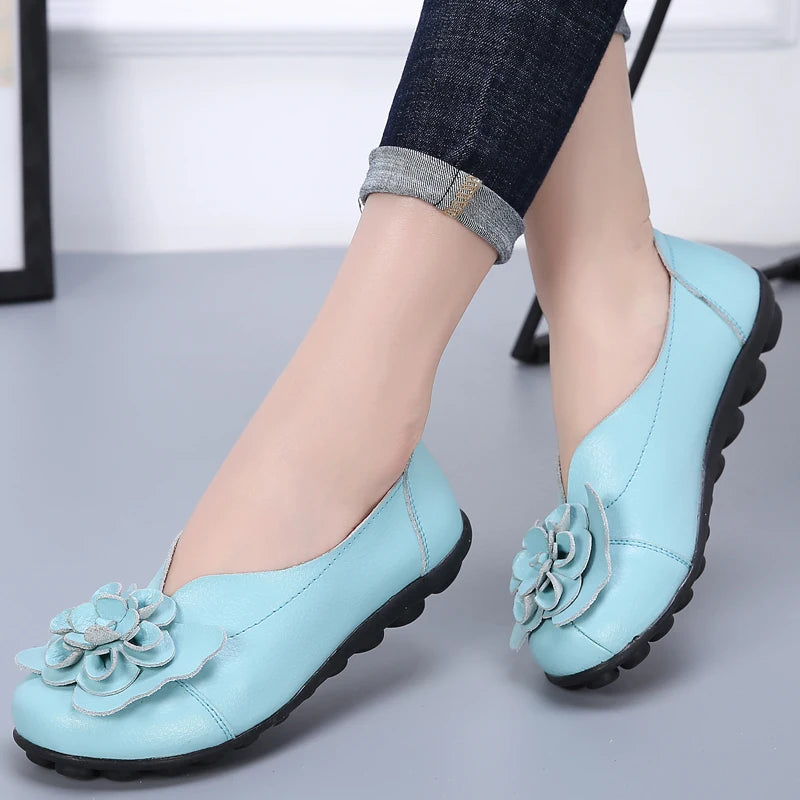 Ballerines Cuir Fleur Élégantes Grande Taille | MDN Store