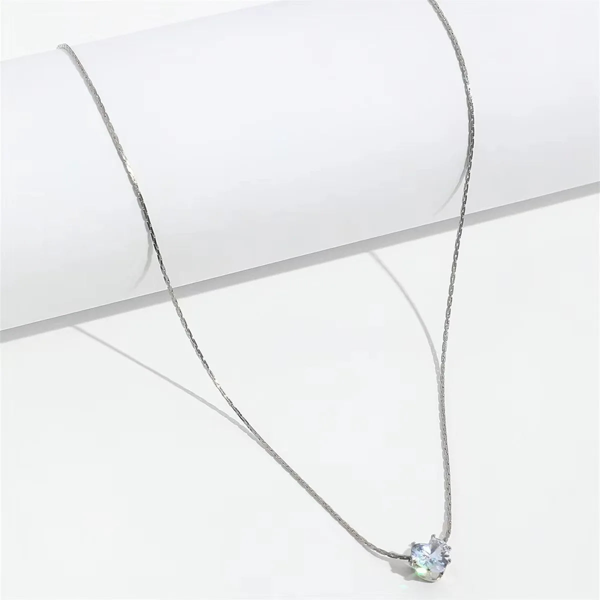 Collier Minimaliste Solitaire Zircon Acier Inoxydable | MDN