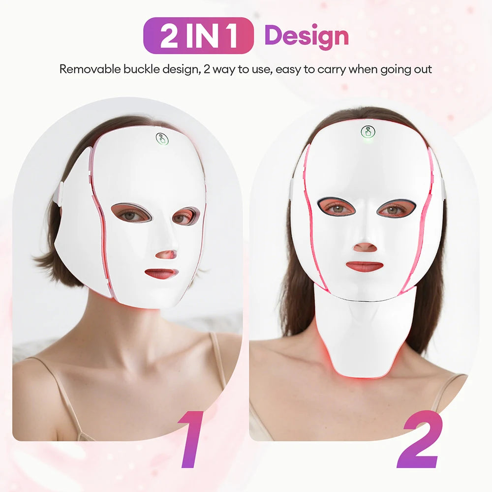 Masque LED Visage Cou 7 Couleurs Anti-Âge Raffermissant | MDN Store