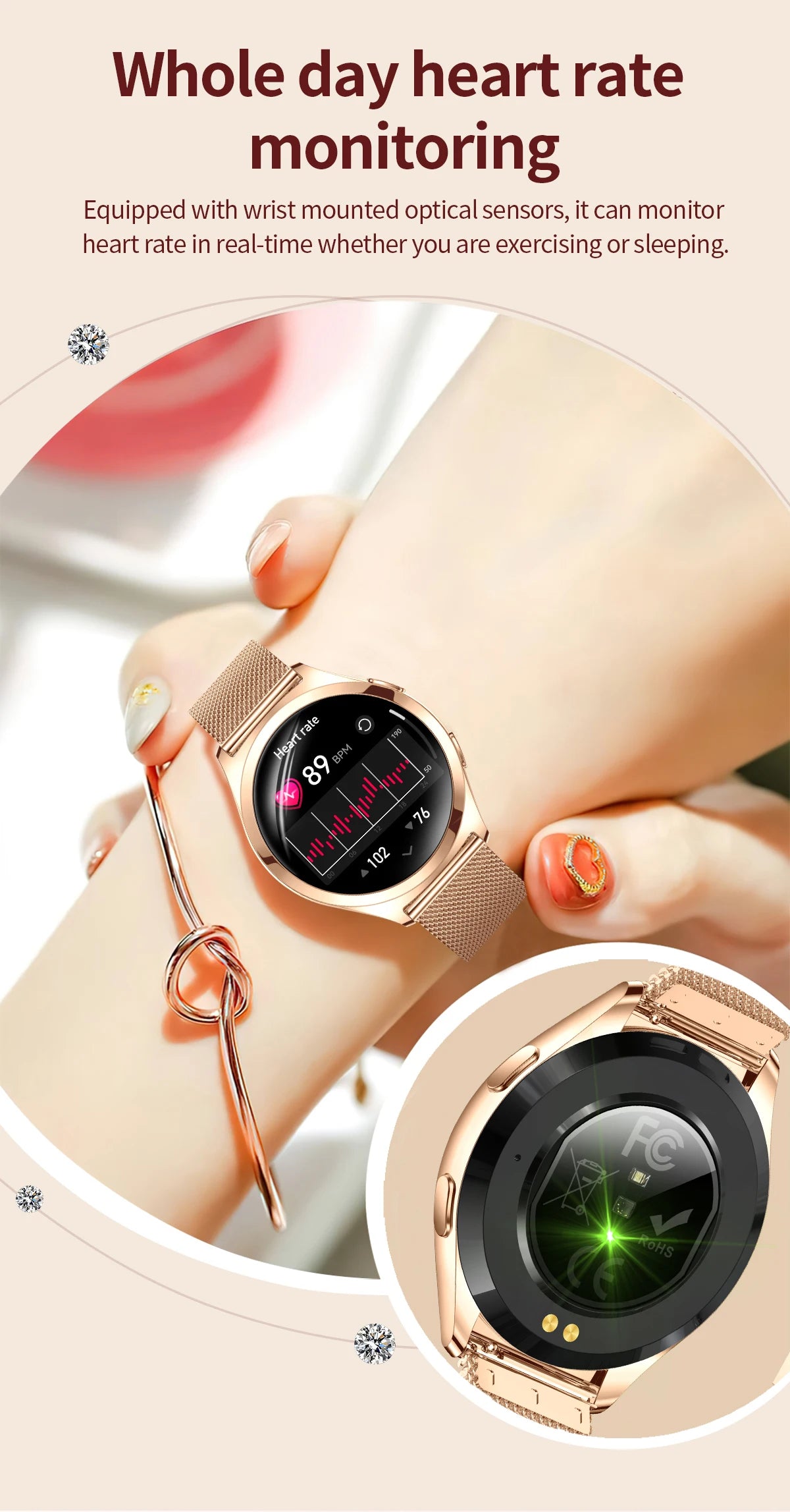 Montre Connectée Femme Luxe 1.27" Boussole IP68 | MDN Store