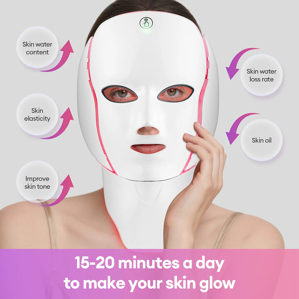 Masque LED Visage Cou 7 Couleurs Anti-Âge Raffermissant | MDN Store