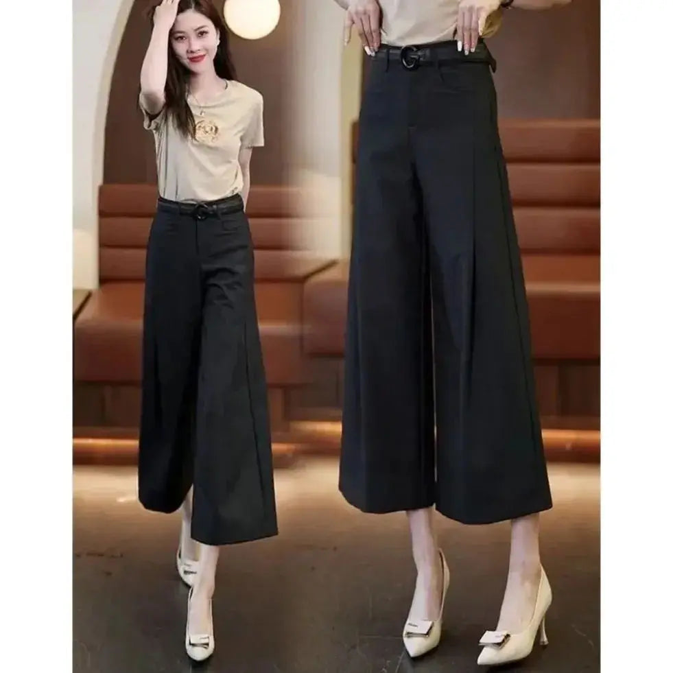 Pantalon Femme Taille Haute Décontracté Léger Couleur Unie Été | MDN Store