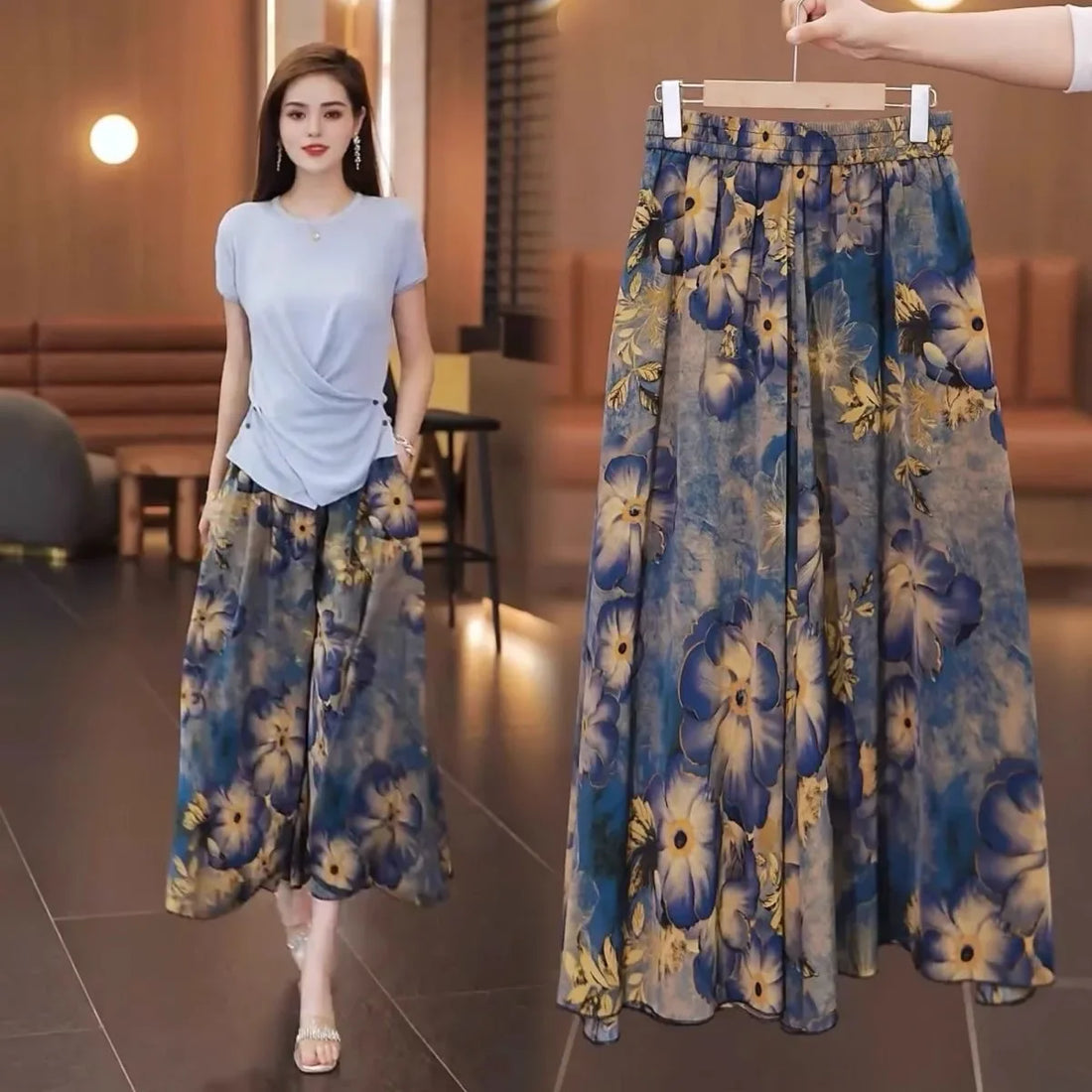 Jupe-Pantalon Femme Évasée Noire Protection Solaire | MDN Store
