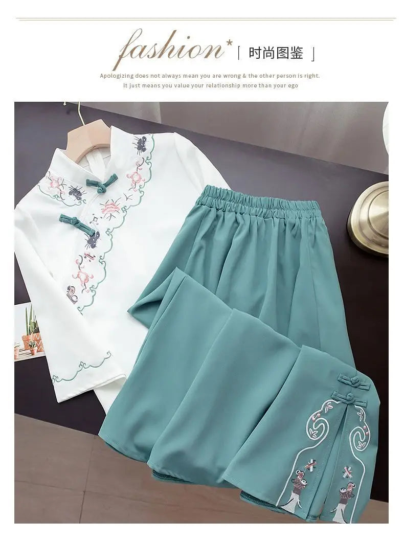Ensemble Hanfu Chinois Brodé Papillon 2 Pièces | MDN Store
