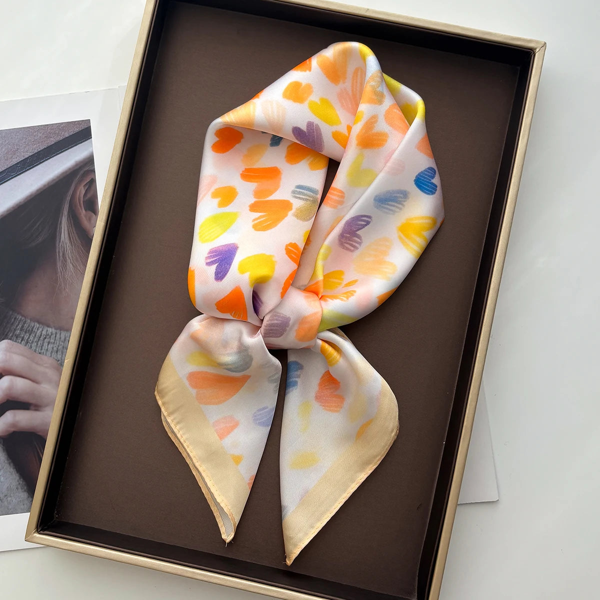 Foulard Carré Soie Imprimé Bleu 90x90cm Femme | MDN Store