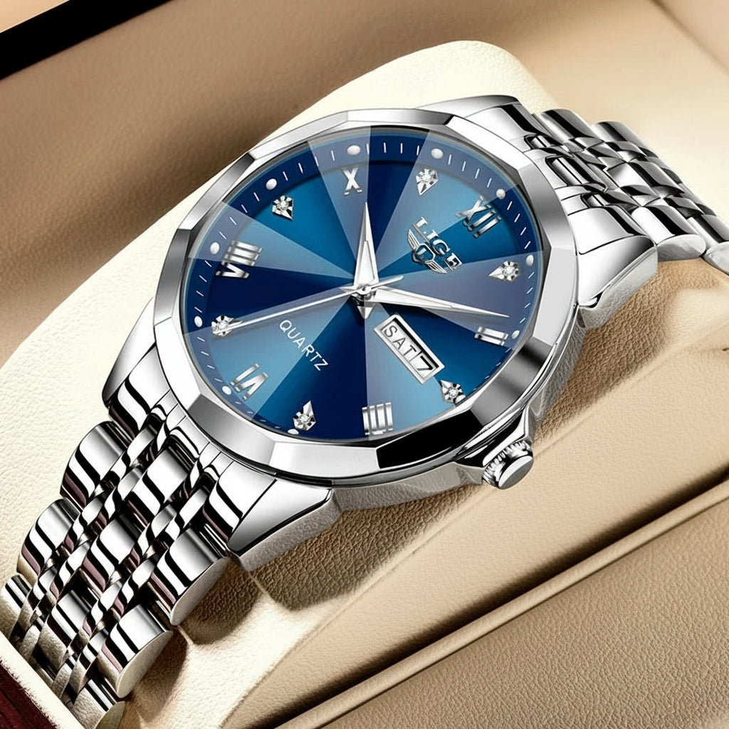 Montre Femme LIGE Luxe Acier Inoxydable - Étanche Lumineuse Date Quartz Cadeau | MDN