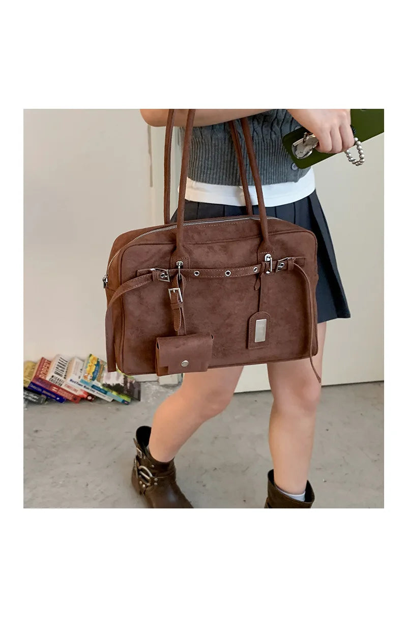 Sac à Main Femme Cuir Daim Vintage Grande Capacité Bureau - MDN