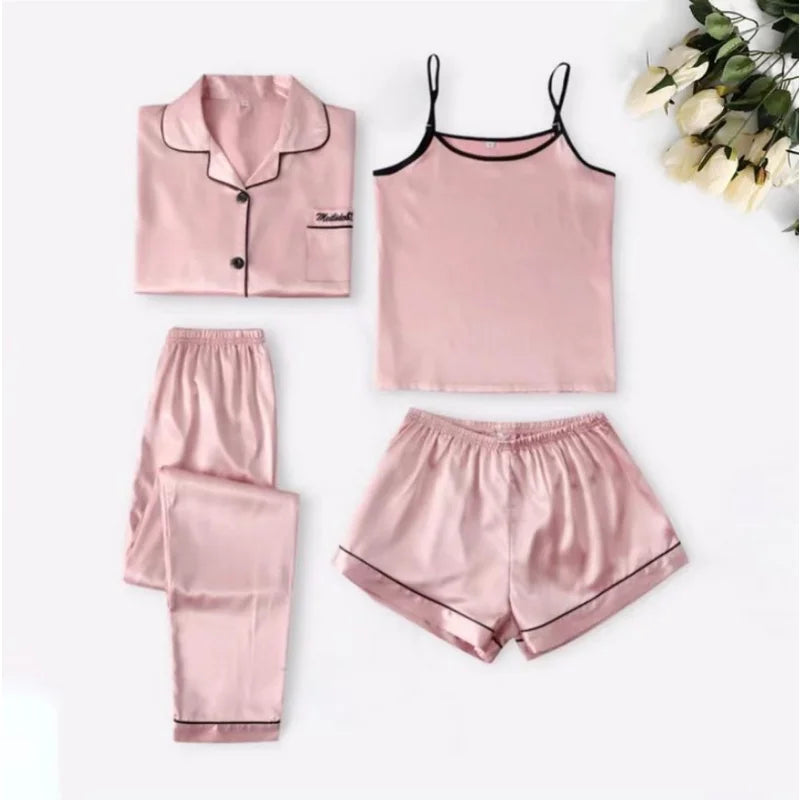 Pyjama 4 Pièces Satin Nuisette | MDN Store