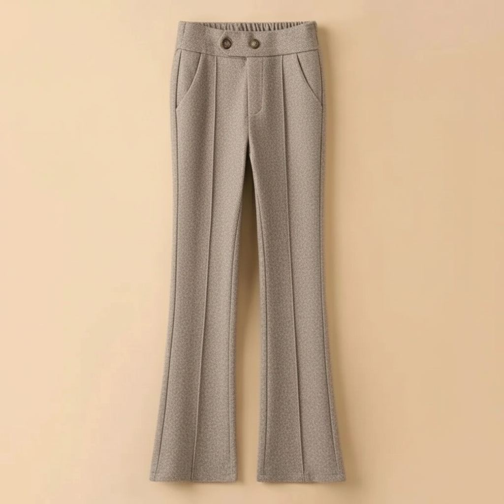 Pantalon Laine Évasé Femme Gris Clair Bureau | MDN Store
