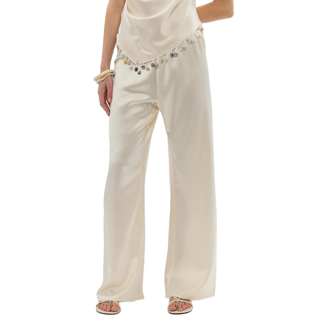 Pantalon Large Satin Taille Haute Femme | MDN Store