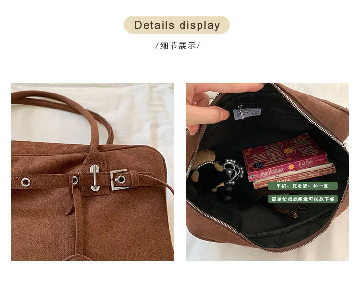 Sac à Main Femme Cuir Daim Vintage Grande Capacité Bureau - MDN