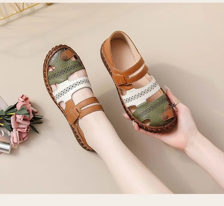 Sandales Cuir Plates Bout Fermé Lorilury | MDN Store
