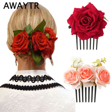 Pince Cheveux Double Rose Flanelle Boho - Barrette Fourche Élégante | MDN Store