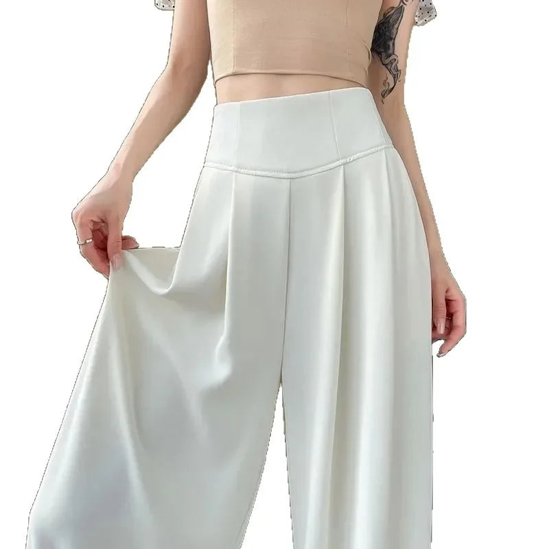 Pantalon Femme Taille Haute Large Gris | MDN Store