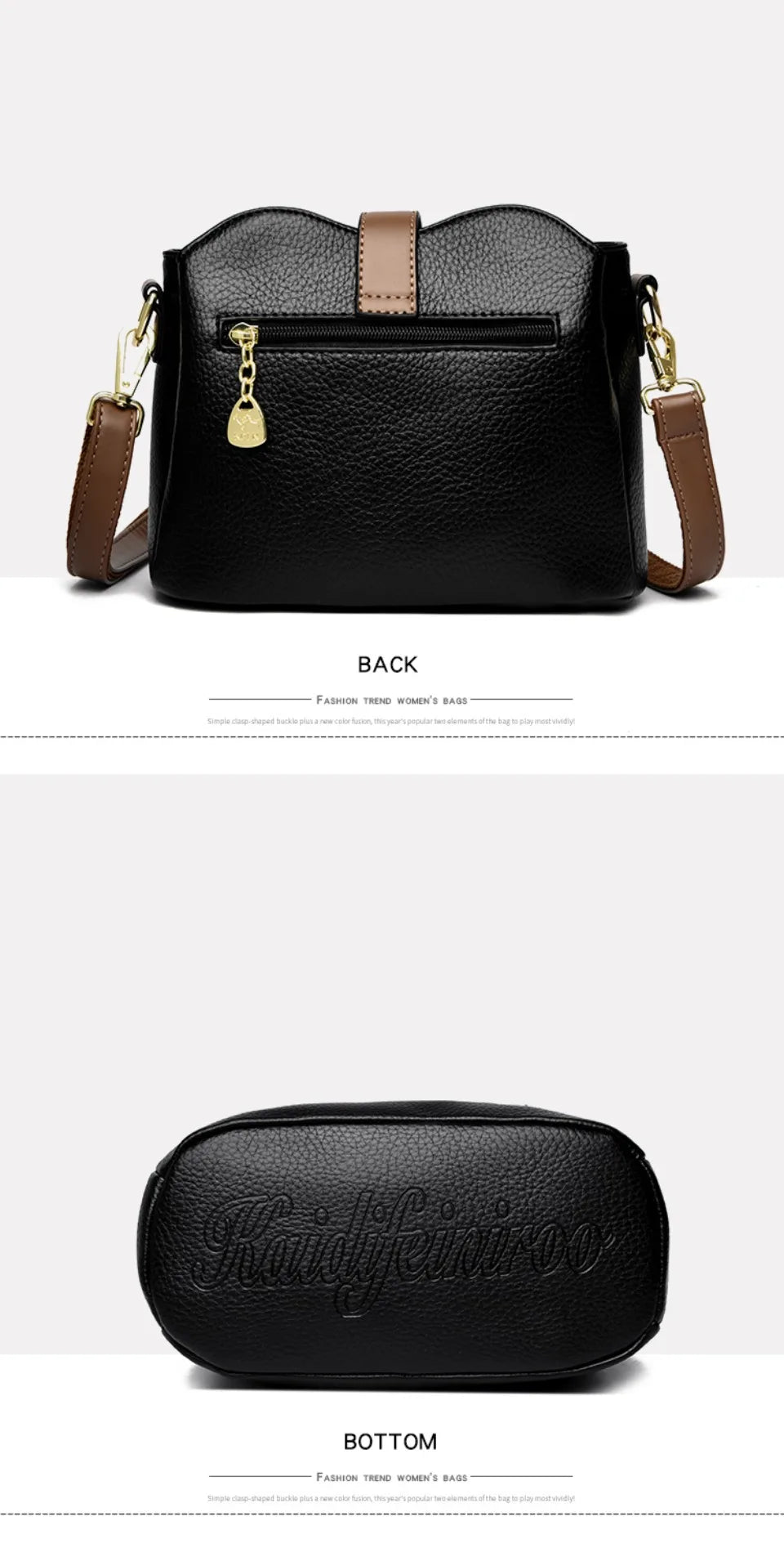 Sac à Main Femme Cuir Véritable Seau Bandoulière Trois Compartiments - MDN