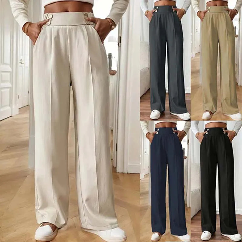 Pantalon Large Femme Fluide Minimaliste Kaki | MDN Store