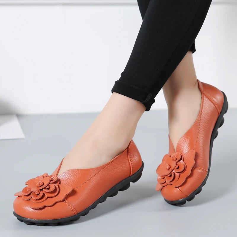 Ballerines Cuir Fleur Élégantes Grande Taille | MDN Store