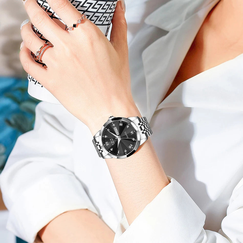 Montre Femme LIGE Luxe Acier Inoxydable - Étanche Lumineuse Date Quartz Cadeau | MDN