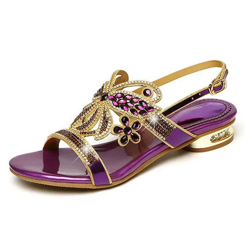 Sandales Compensées Cuir Strass Femme YAERNI | MDN Store