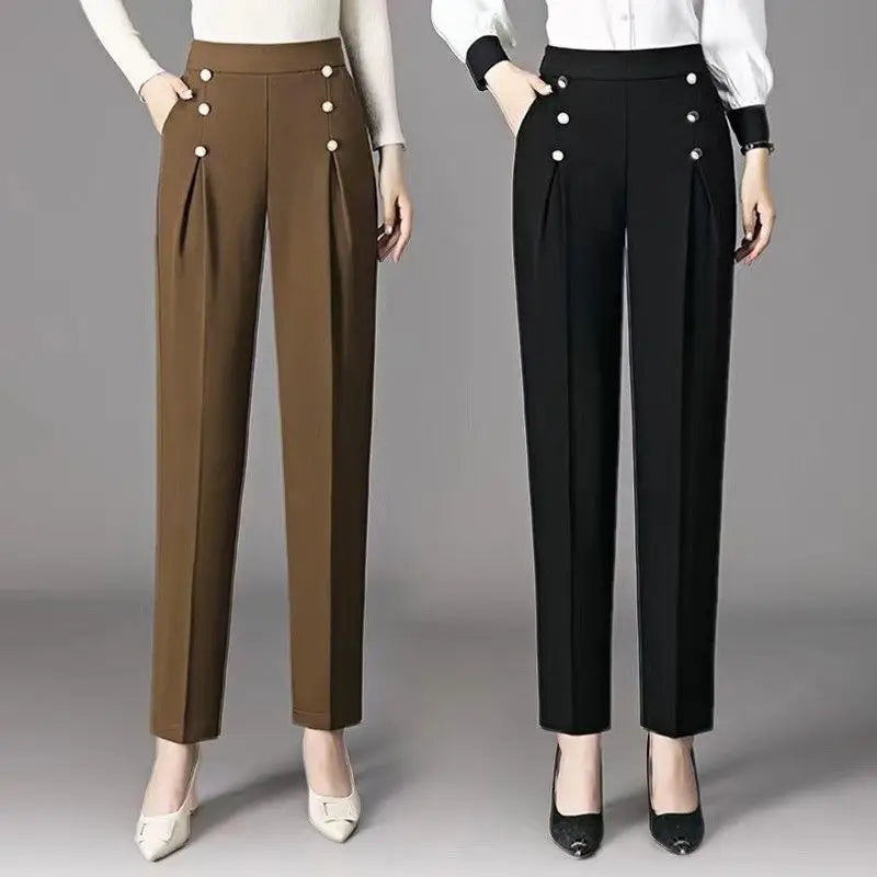 Pantalon Costume Taille Haute Kaki | MDN Store