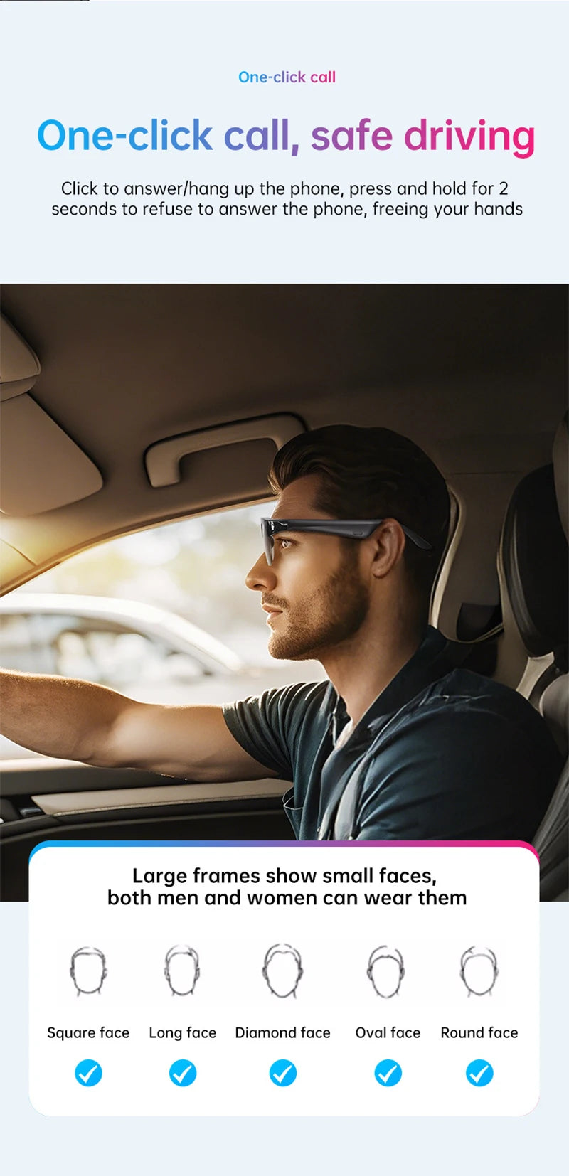 Lunettes Intelligentes Bluetooth 5.3 Traduction IA Temps Reel Musique | MDN Store 25