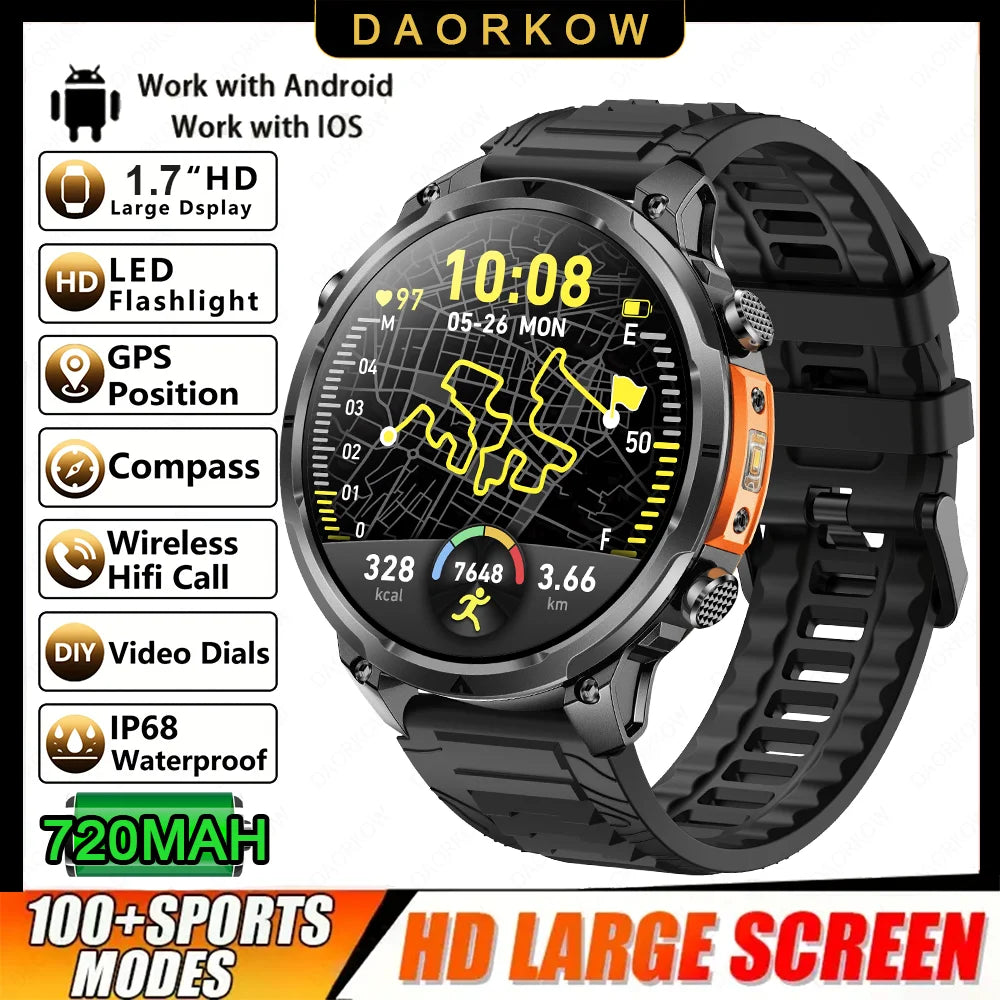 Montre GPS Militaire 1.7" 720mAh Lampe LED IP68 | MDN
