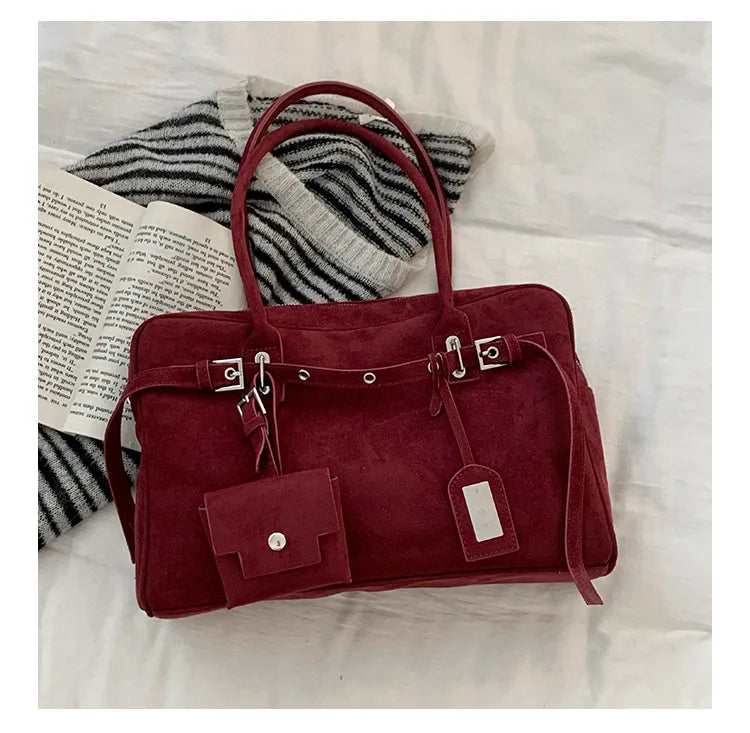 Sac Tote Femme Grande Capacité Cuir Suédé MDN - Vintage Élégant Bureau