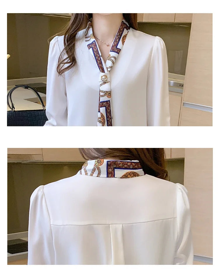 Chemise Mousseline Noeud Femme Col V | MDN Store