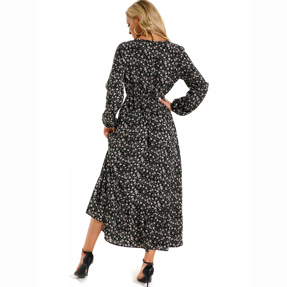 Robe Longue Femme Bohème Fleurie Taille Haute Été | MDN Store