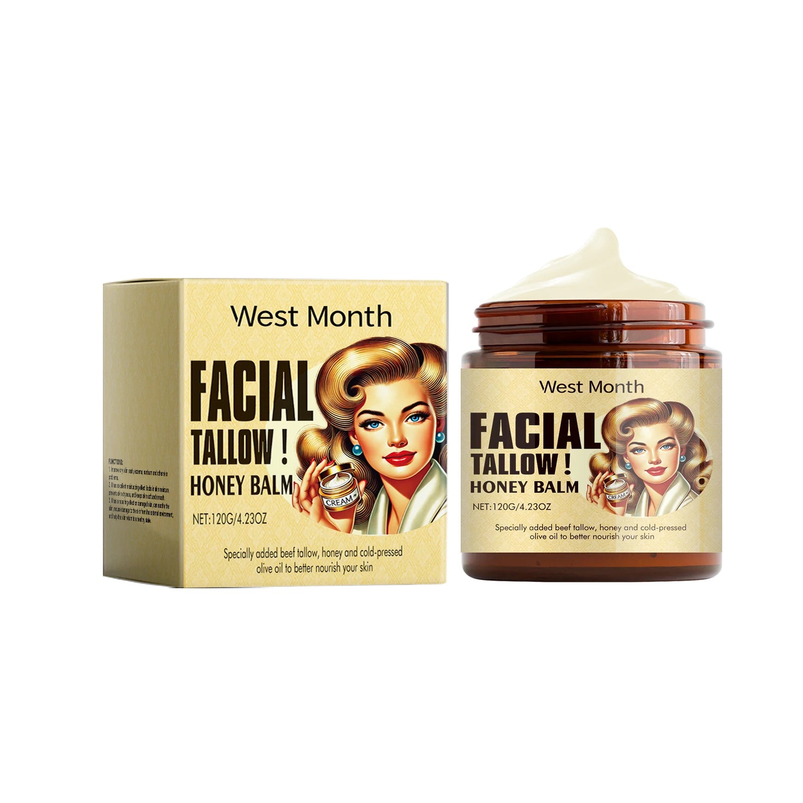 Crème Visage Suif de Bœuf Miel Hydratant Réparateur Élasticité 120g | MDN Store